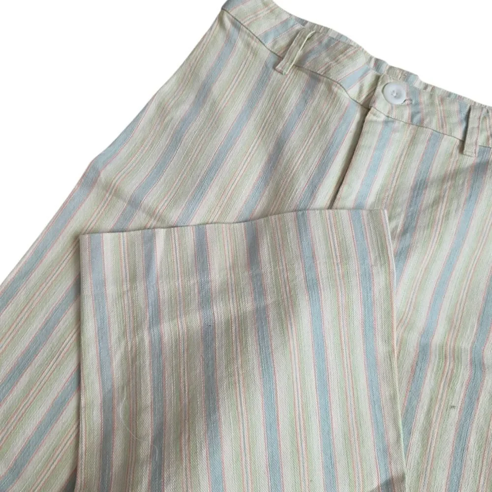 Free People Multicolor Striped Wide Leg Crop Denim Pants 24